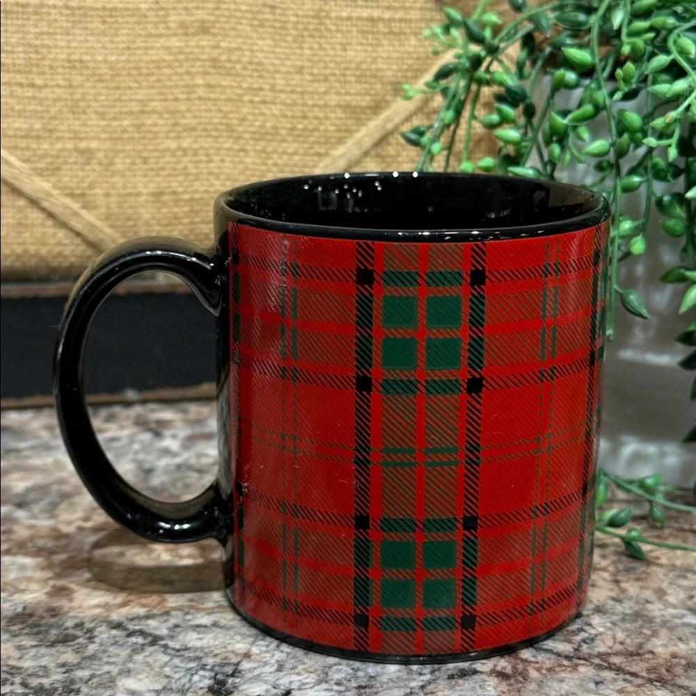 PIER 1 PLAID MUG